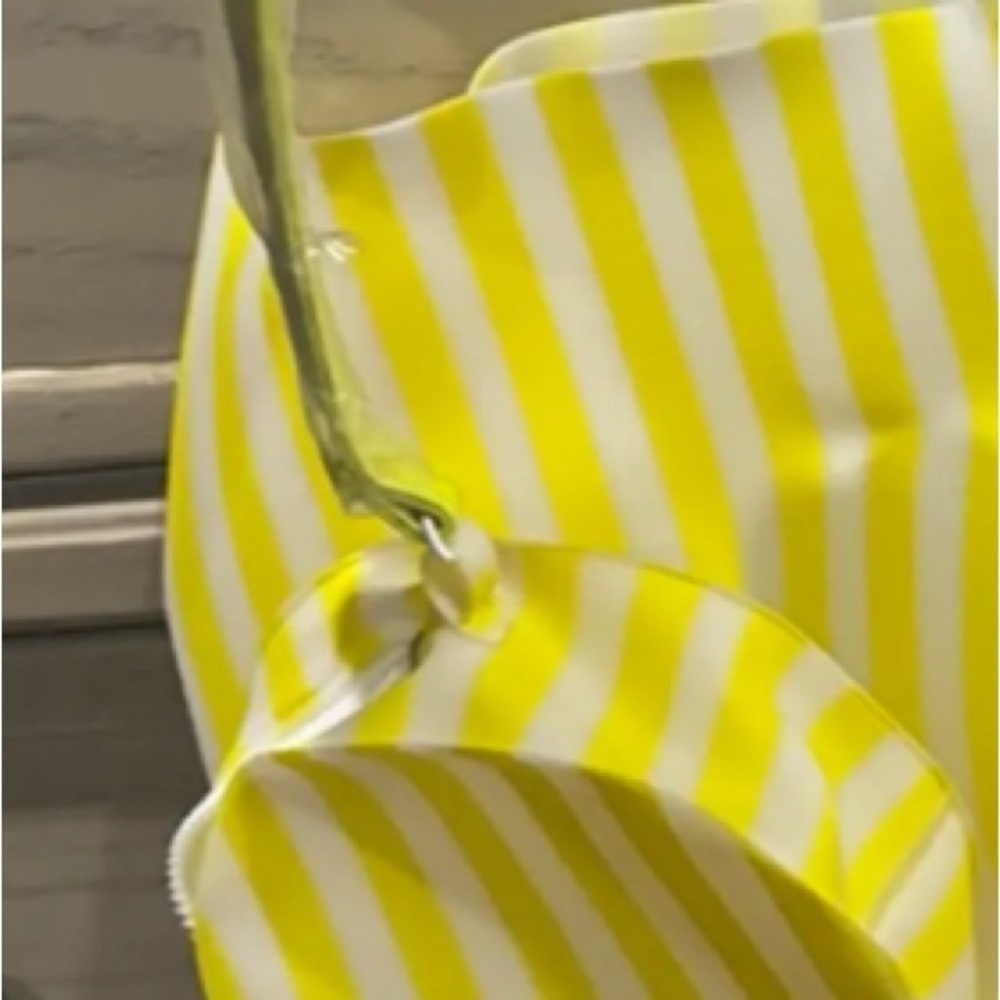 Drunk elephant yellow neon & white striped shopping/beach/ tote bag+coinbag NIP - Picture 10 of 10